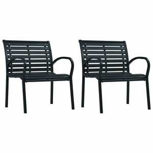 vidaXL 2 darab fekete acél és WPC kerti szék kép