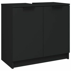 vidaXL fekete szerelt fa fürdőszobaszekrény 64, 5 x 33, 5 x 59 cm kép