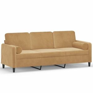 vidaXL 3 személyes barna bársony kanapé díszpárnákkal 180 cm kép