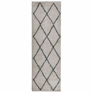 vidaXL bézs és antracit hosszú szálú bozontos modern szőnyeg 80x250 cm kép