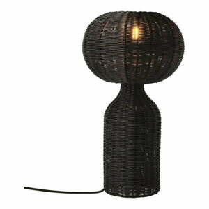 Fekete asztali lámpa rattan búrával (magasság 43 cm) Werna – Villa Collection kép