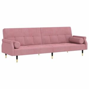 vidaXL rózsaszín bársony kanapéágy párnákkal kép