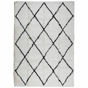 vidaXL krém és fekete hosszú szálú bozontos modern szőnyeg 120x170 cm kép