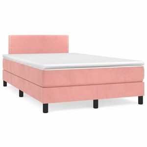 vidaXL rózsaszín bársony rugós ágy matraccal 120 x 200 cm kép