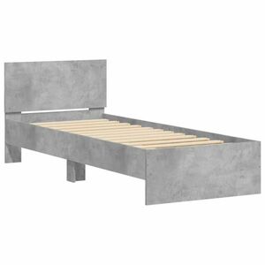 vidaXL betonszürke szerelt fa ágykeret fejtámlával 90 x 190 cm kép