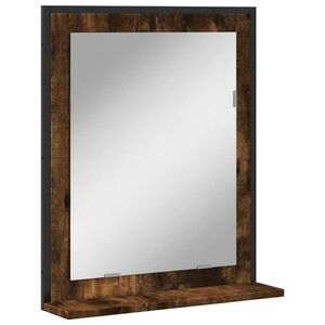 vidaXL füstölt tölgy szerelt fa fürdőszobai tükör polccal 50x12x60 cm kép