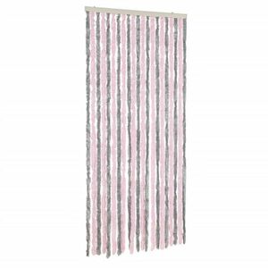 vidaXL ezüstszürke és rózsaszín zsenília rovarfüggöny 100 x 200 cm kép