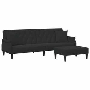 vidaXL 2 személyes fekete bársony kanapéágy párnával/lábtartóval kép