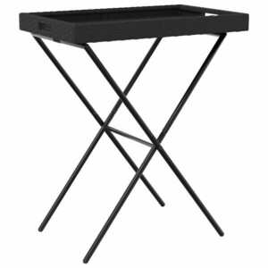 vidaXL fekete összecsukható polyrattan tálcaasztal 65 x 40 x 75 cm kép