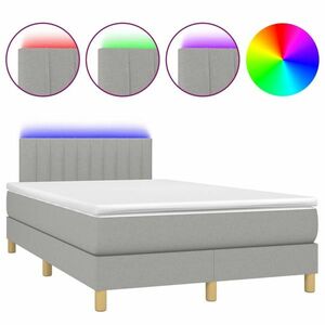 vidaXL világosszürke szövet rugós és LED-es ágy matraccal 120x190 cm kép