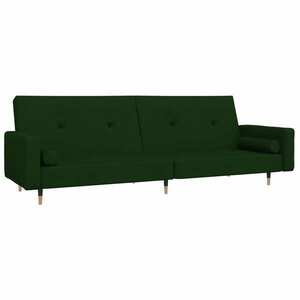 vidaXL kétszemélyes sötétzöld bársony kanapéágy két párnával kép