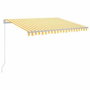 vidaXL sárga és fehér kézzel kihúzható LED-es napellenző 300 x 250 cm kép