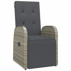 vidaXL szürke polyrattan dönthető kerti szék párnákkal kép