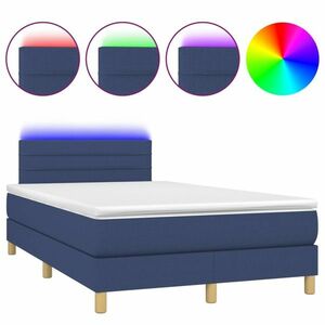 vidaXL kék szövet rugós és LED-es ágy matraccal 120x190 cm kép