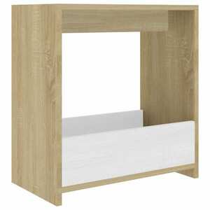 vidaXL fehér és sonoma-tölgy színű forgácslap kisasztal 50x26x50 cm kép