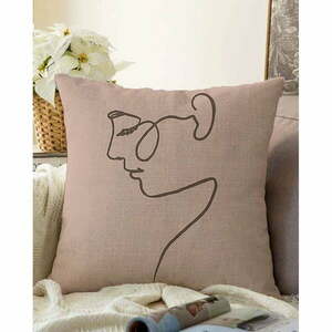 Portrait bézs pamut keverék párnahuzat, 55 x 55 cm - Minimalist Cushion Covers kép