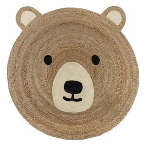 Natúr színű juta gyerek szőnyeg 100x100 cm Bertie Bear – Flair Rugs kép