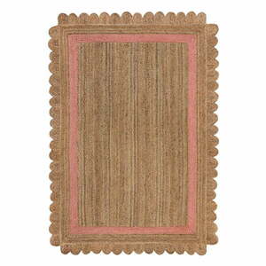 Rózsaszín-natúr színű kézi szövésű juta szőnyeg 160x230 cm Grace – Flair Rugs kép