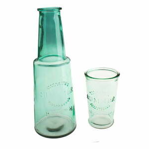 Zöld üveg kancsó pohárral, 800 ml - Dakls kép