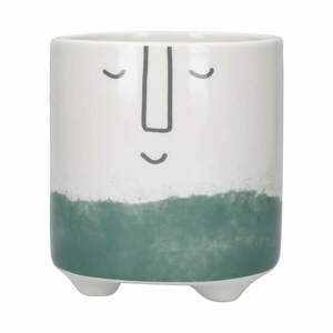 Happy Face fehér-zöld kerámia virágcserép - Kitchen Craft kép