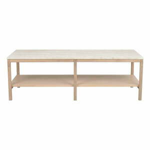 Fehér-natúr színű dohányzóasztal kő asztallappal 140x60 cm Orwel - Rowico kép