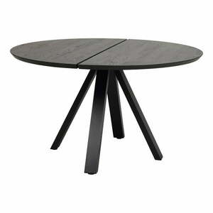 Fekete kerek étkezőasztal tölgyfa asztallappal ø 130 cm Carradale – Rowico kép