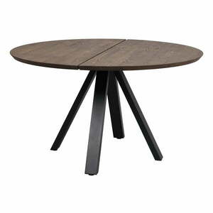 Sötétbarna kerek étkezőasztal tölgyfa asztallappal ø 130 cm Carradale – Rowico kép