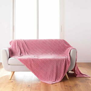 Rózsaszín mikroflanel ágytakaró 180x220 cm Arya – douceur d'intérieur kép