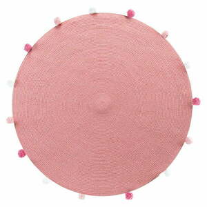 Rózsaszín kerek szőnyeg ø 90 cm Pompomparty – douceur d'intérieur kép