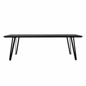 Fekete étkezőasztal tölgyfa asztallappal 100x220 cm Mylau – Light & Living kép