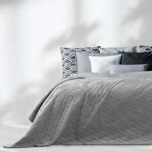 Világosszürke bársony steppelt ágytakaró 220x240 cm Laila – AmeliaHome kép