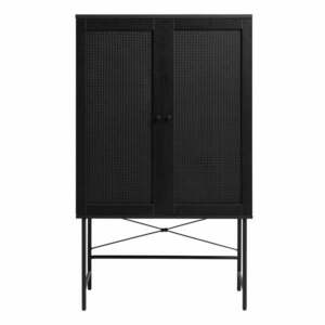 Fekete szekrény tölgyfa dekorral 80x135 cm Pensacola – Unique Furniture kép