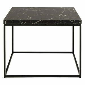 Fekete dohányzóasztal márvány dekoros asztallappal 60x60 cm Barossa – Actona kép