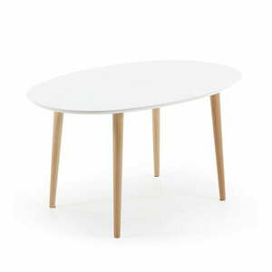 Fehér bővíthető étkezőasztal fehér asztallappal 90x140 cm Oqui – Kave Home kép