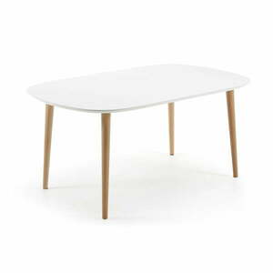 Fehér bővíthető étkezőasztal fehér asztallappal 100x160 cm Oqui – Kave Home kép