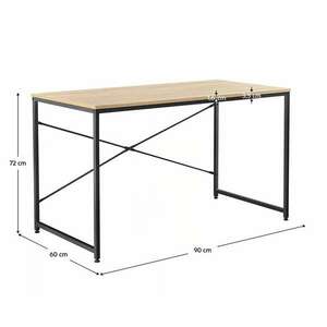 Íróasztal tölgy/fekete, 90x60 cm, MELLORA kép