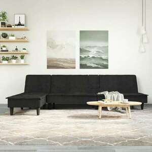 vidaXL fekete L-alakú bársony kanapéágy 255x140x70 cm kép