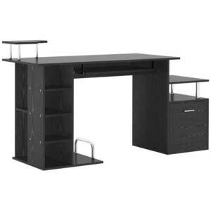 Homcom íróasztal, MDF, nyomtatótartó, 152 x 60 x 88 cm, fekete kép