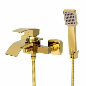 Gamma Slim kádtöltő csaptelep + zuhanyrózsa szett - arany kép