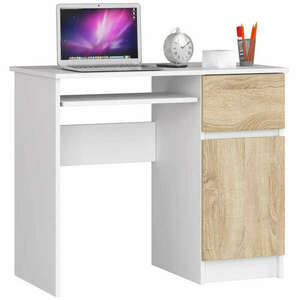 Íróasztal - Akord Furniture - 90 cm - fehér / sonoma tölgy kép