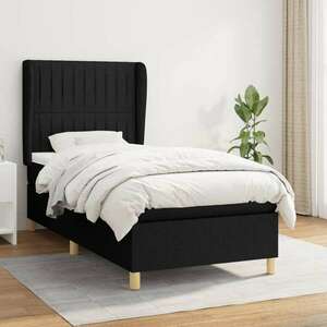 Fekete szövet rugós ágy matraccal 90x190 cm kép