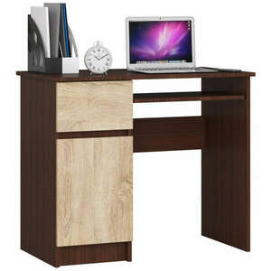 Íróasztal - Akord Furniture - 90 cm - wenge / sonoma tölgy (bal) kép