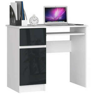 Íróasztal - Akord Furniture - 90 cm - fehér / magasfényű grafitsz... kép