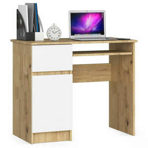 Íróasztal - Akord Furniture - 90 cm - arany tölgy / fehér (bal) kép