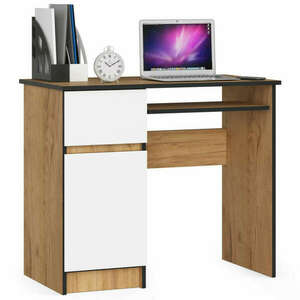 Íróasztal - Akord Furniture - 90 cm - kézműves tölgy / fehér (bal) kép