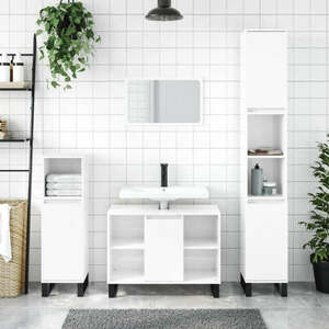 vidaXL magasfényű fehér műfa fürdőszobaszekrény 80 x 33 x 60 cm kép