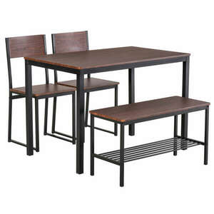 Asztalkészlet 2 székkel és paddal MDF / fém, 110x70x76 cm, fekete... kép