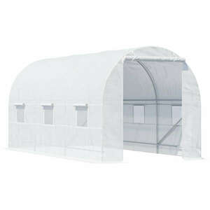 Kerti üvegház, vascsövekkel, fehér, 450x200x200cm kép