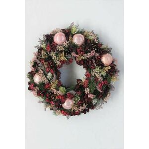 Rózsaszín bordó karácsonyi kopogtató ajtódísz 52cm kép