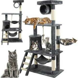Óriás macska mászóka és kaparófa játékokkal, kuckókkal, hintával... kép